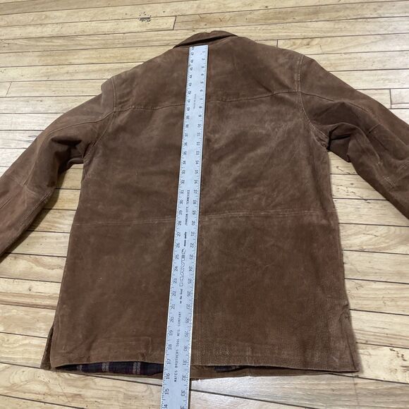 NEUTRAL TERRITORY Parka Leather Jacket Men M Brown Western Cowboy Button Coat 46 - Picture 12 of 16